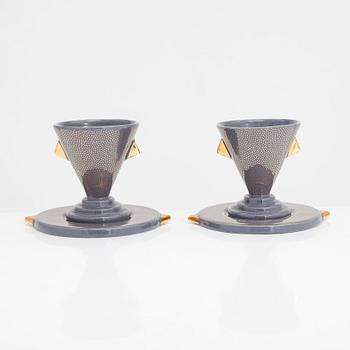 Matteo Thun, a Memphis 'Nefertiti' tea set, Bitossi, Montelupo Fiorentino, Italy 1980s.