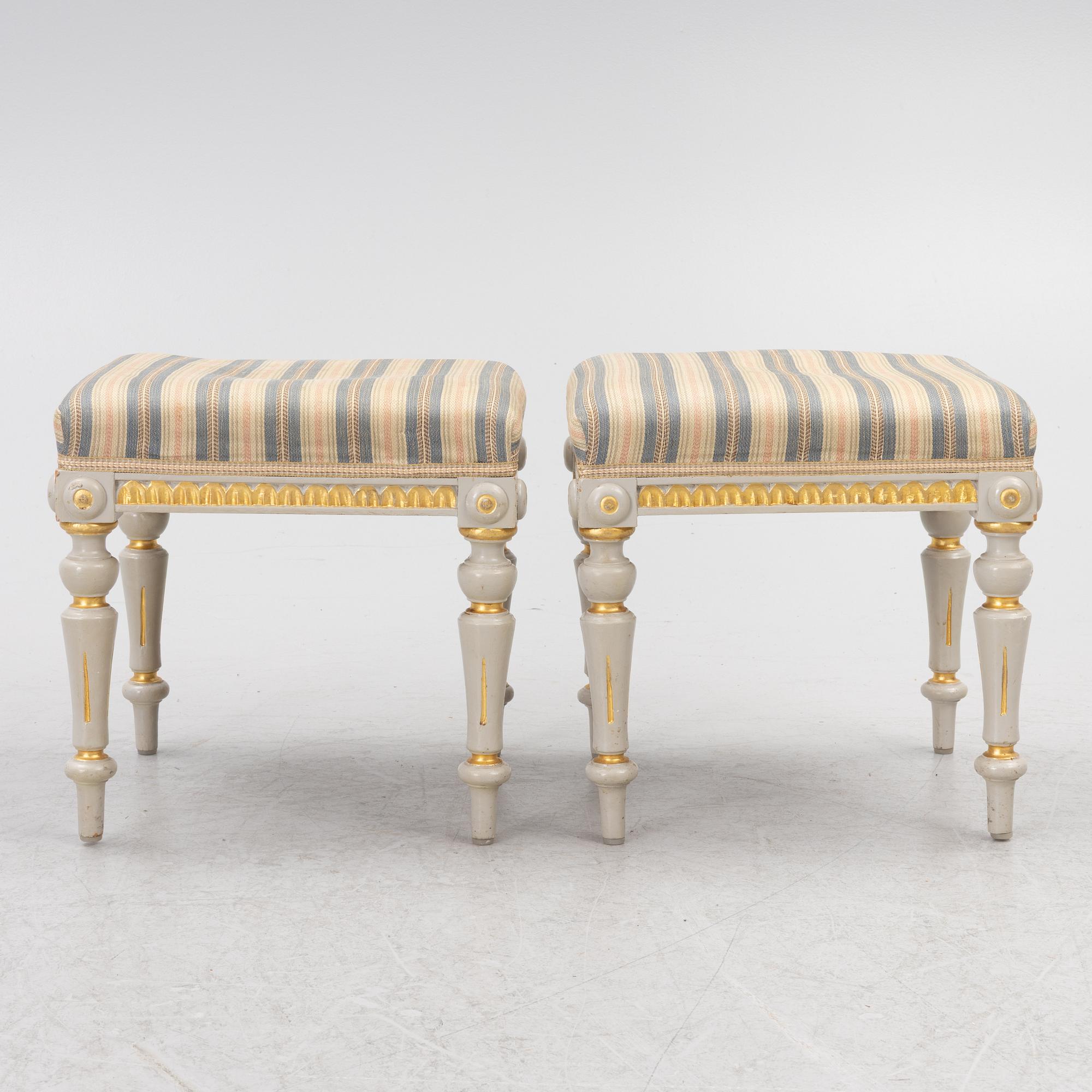 A pair of Gustavian style stools, 19th century.