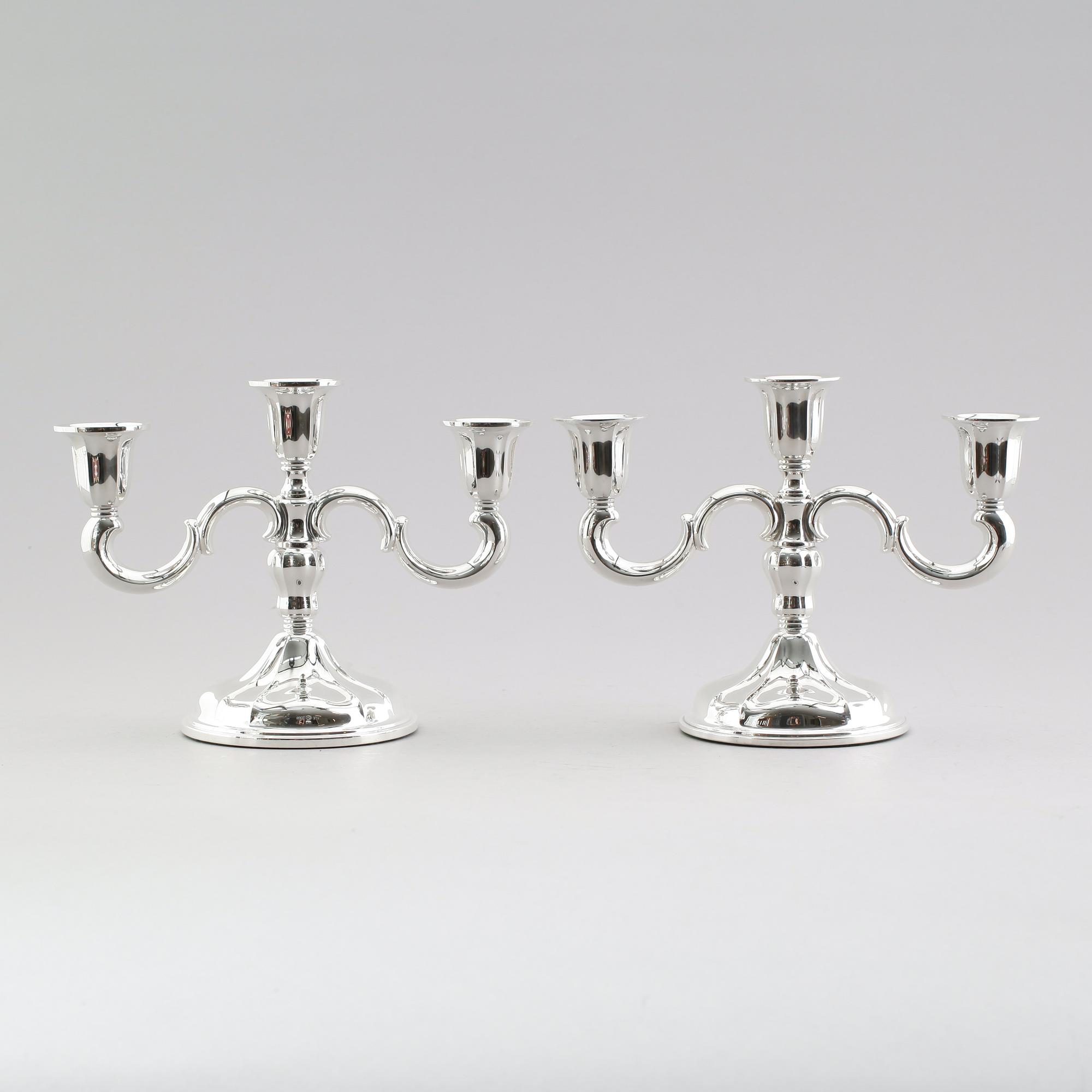 KANDELABRAR, 1 par, silver, Norge, 1900-talets första hälft.