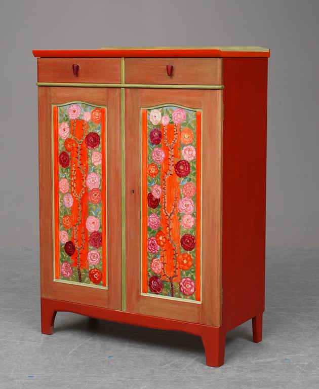 A Carl Malmsten cabinet "Husmorslyan" with painted decoration.