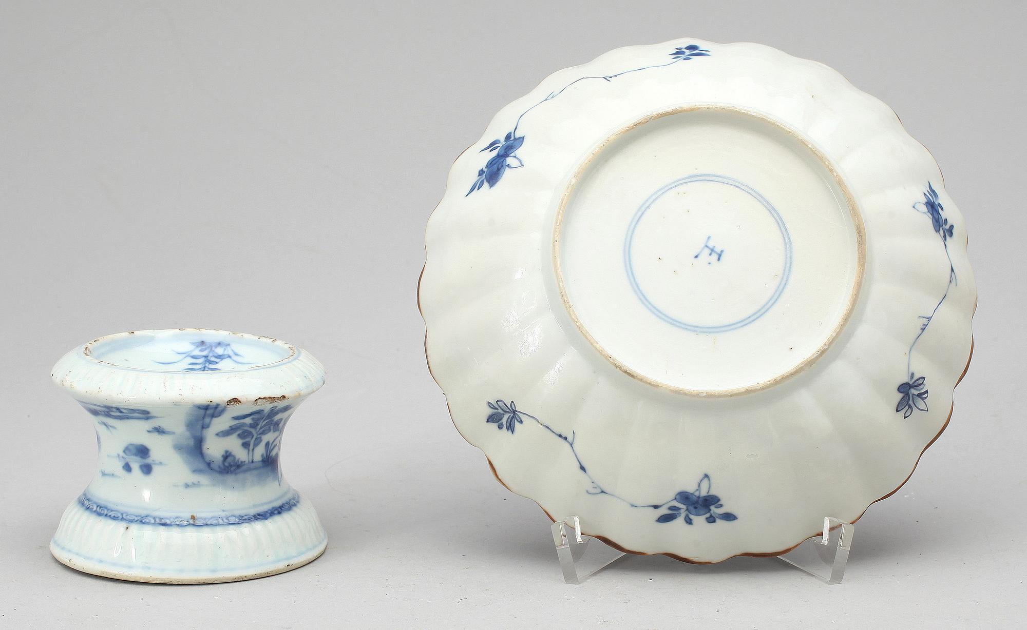SALTKAR samt FAT, porslin, Kina, 1700-tal.
