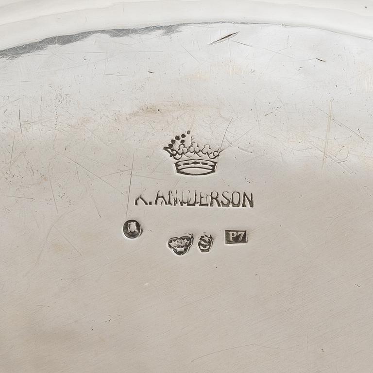 A silver bowl and dish, K Anderson Stockholm 1917.