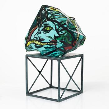 Ulrica Hydman-Vallien, a unique glass sculpture, Kosta Boda, Sweden, signed.