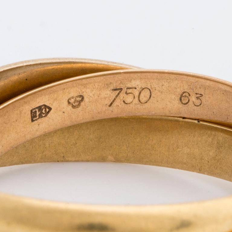 RING "Trinity" Must de Cartier, tri-coloured 18k gold, original case and certifikat.