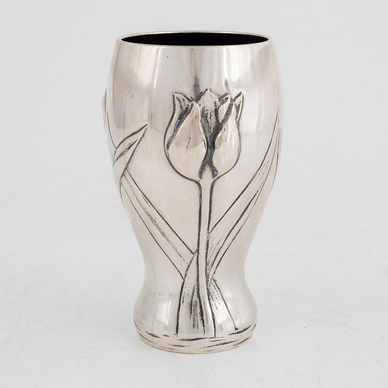 An Art Nouveau silver vase, Copenhagen, 1912.