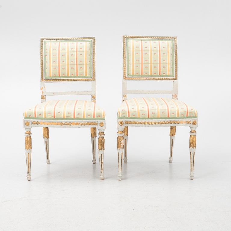 A pair of late Gustavian chairs, Stockholm, late 18th century.
