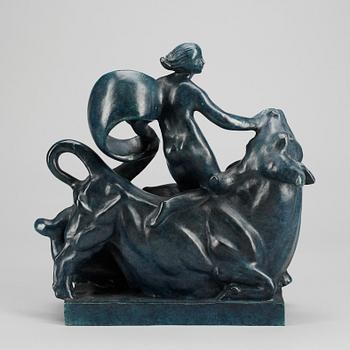 CARL MILLES, efter, skulptur, blåpatinerad brons, Millesgården.