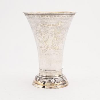A silver and parcel-gilt beaker, mark of Hans Lyberg, Borås 1810.