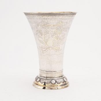 A silver and parcel-gilt beaker, mark of Hans Lyberg, Borås 1810.