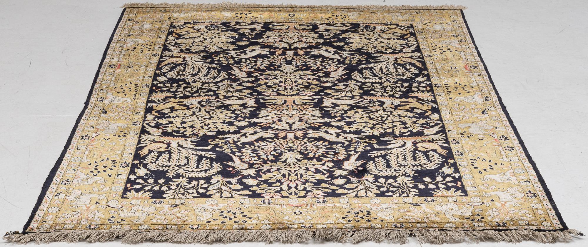 Carpet, Ghom part silk, approx. 205 x 135 cm.