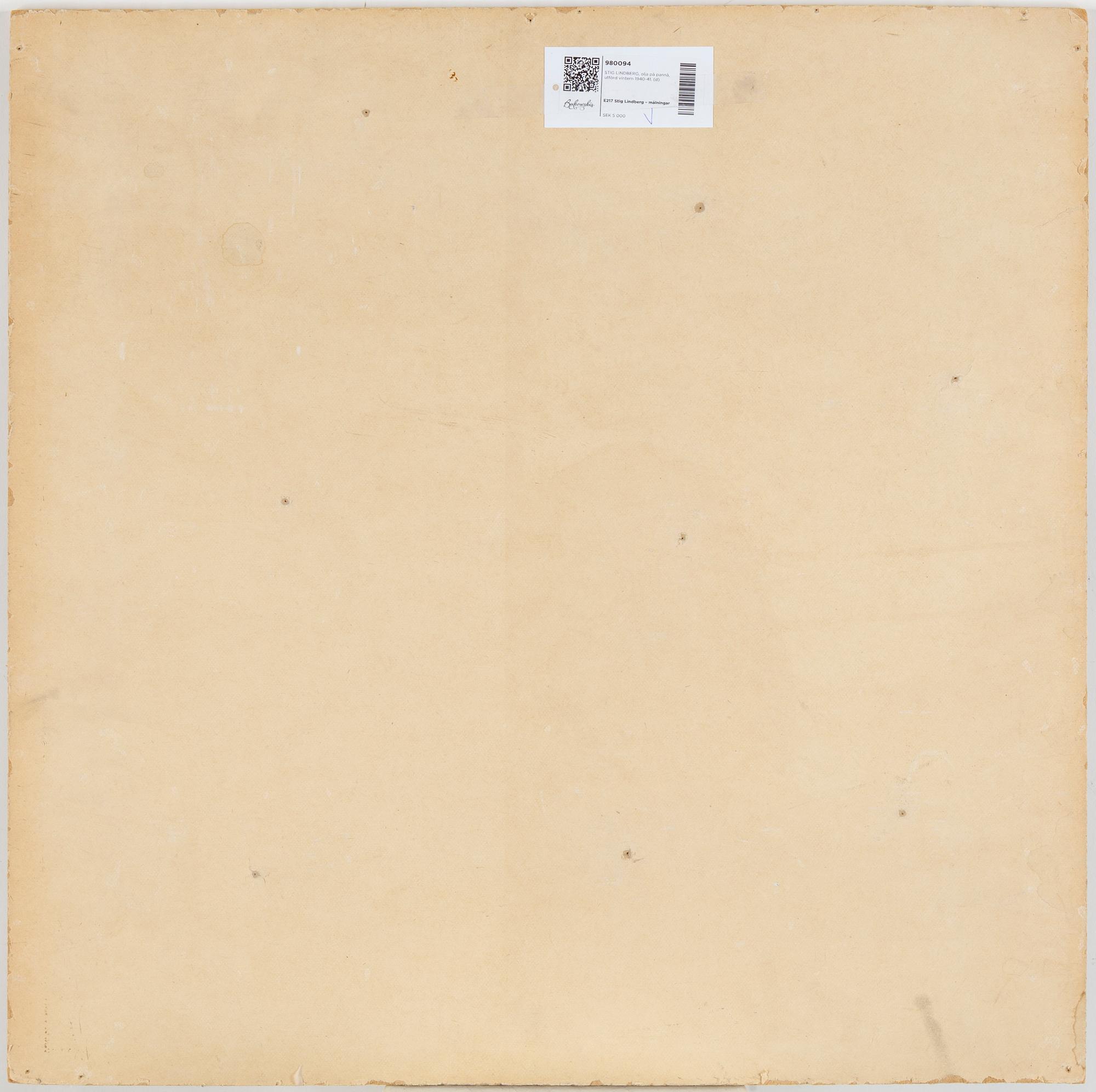 STIG LINDBERG, oil on panel, painted during the winter of 1940-41.