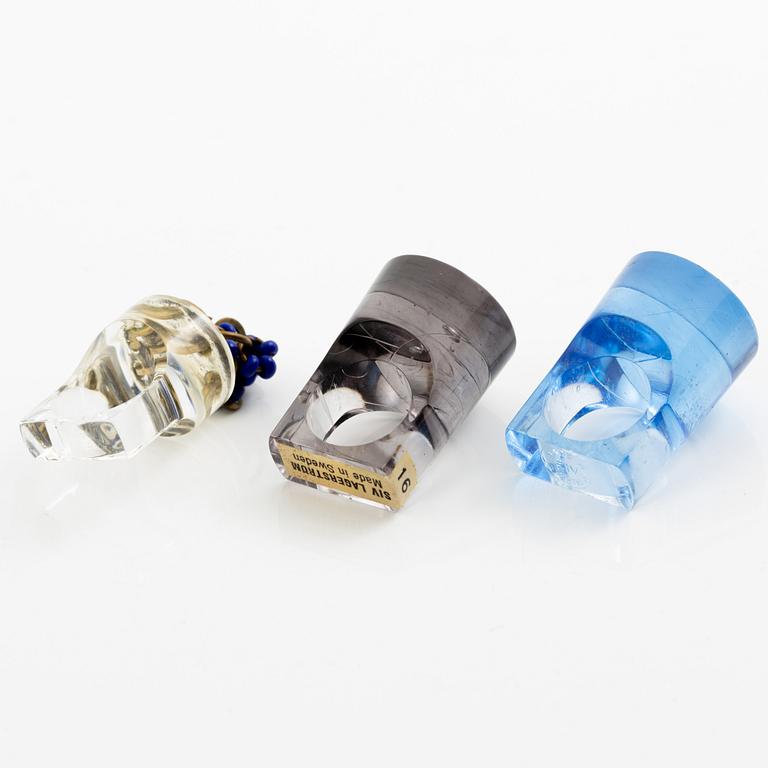 Siv Lagerström, three acrylic rings, 1970s.