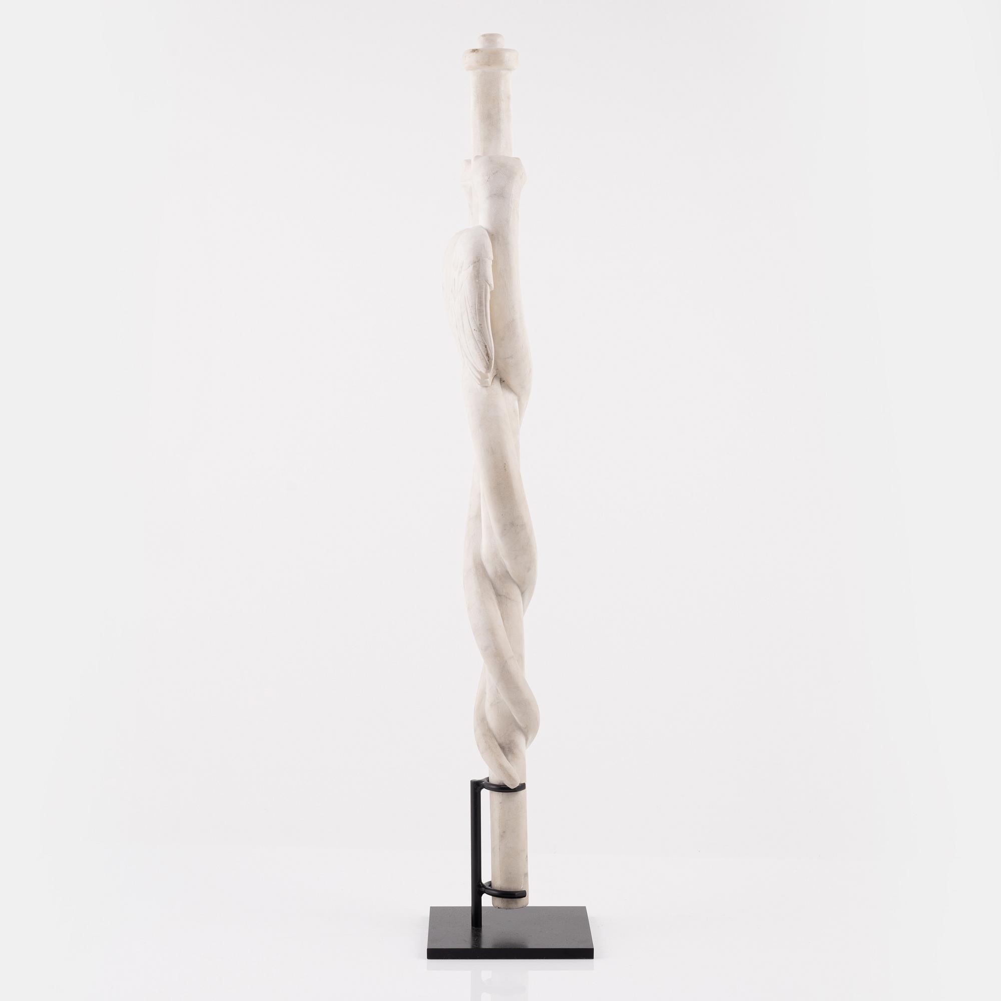 A Grand Tour marble caduceus, presumably Italian, late 19th century.