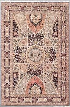 A part silk Tabriz carpet, so called 50 Radj, c. 300 x 200 cm.