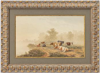 Johann Baptist Dallinger von Dalling, Pastoral landscape with livestock.
