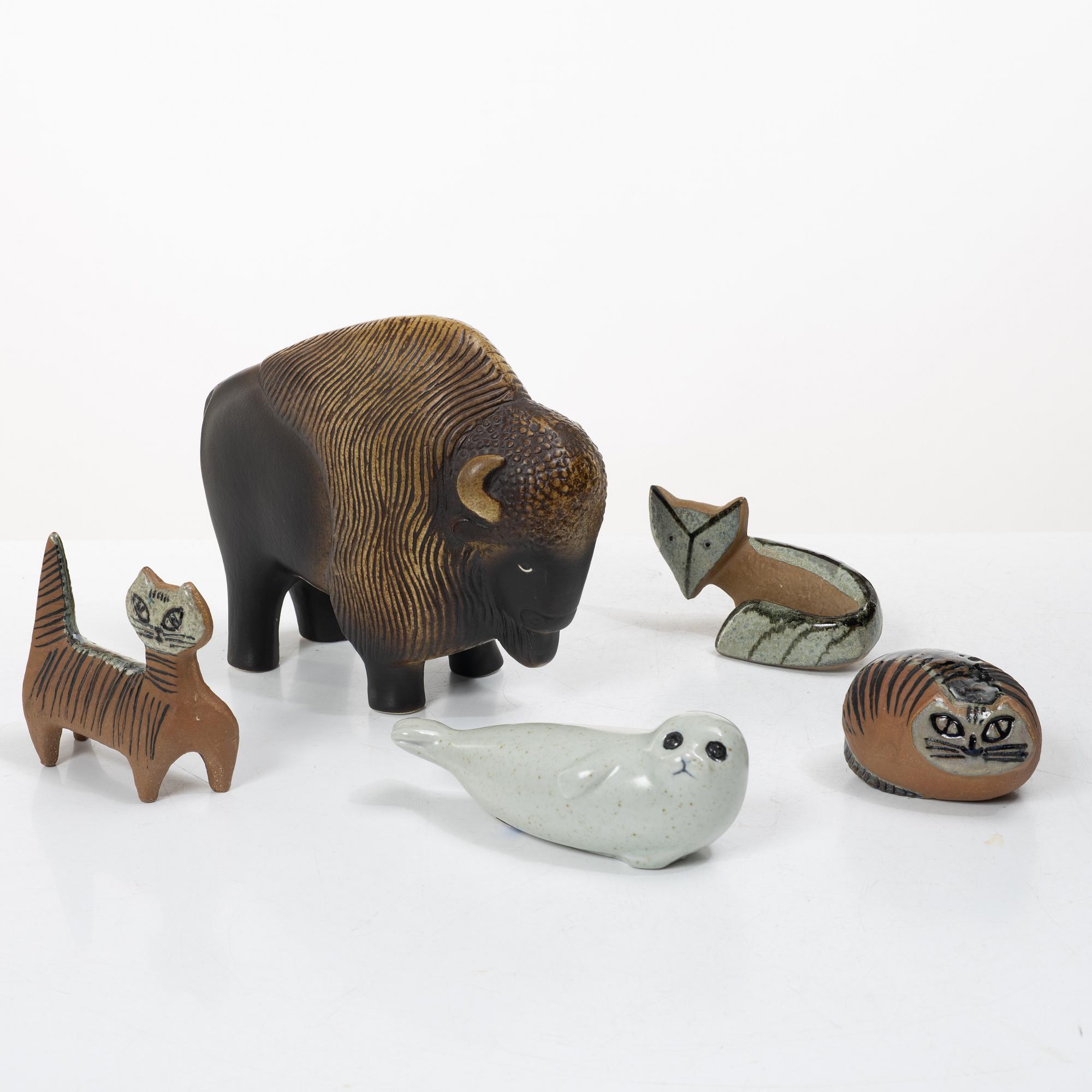 Lisa Larson, Figurines, 5 pcs, stoneware, Gustavsberg.