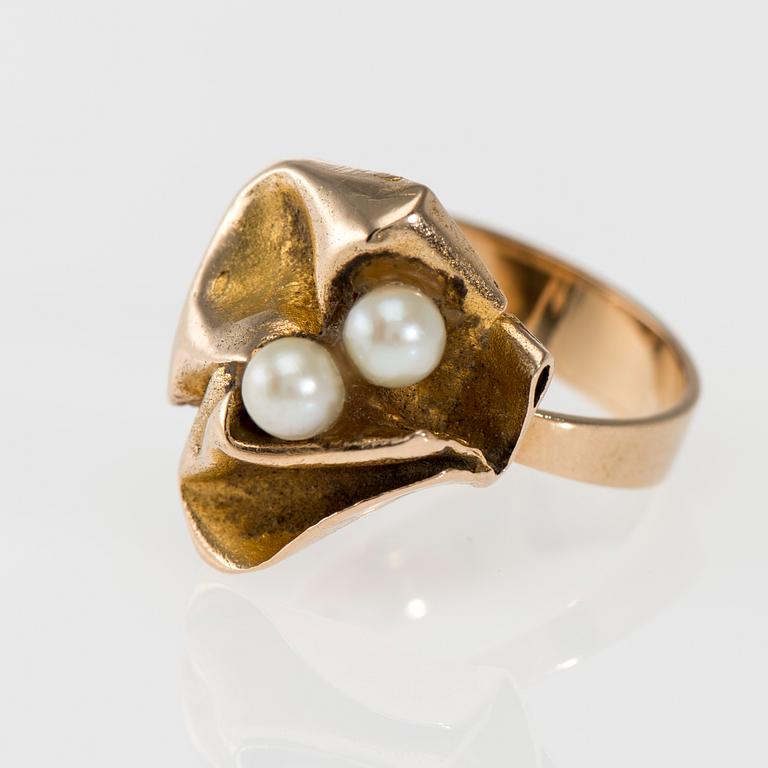 RING, 14K guld, pärlor. Björn Weckström, Lapponia. Vikt ca 7,1 g.
