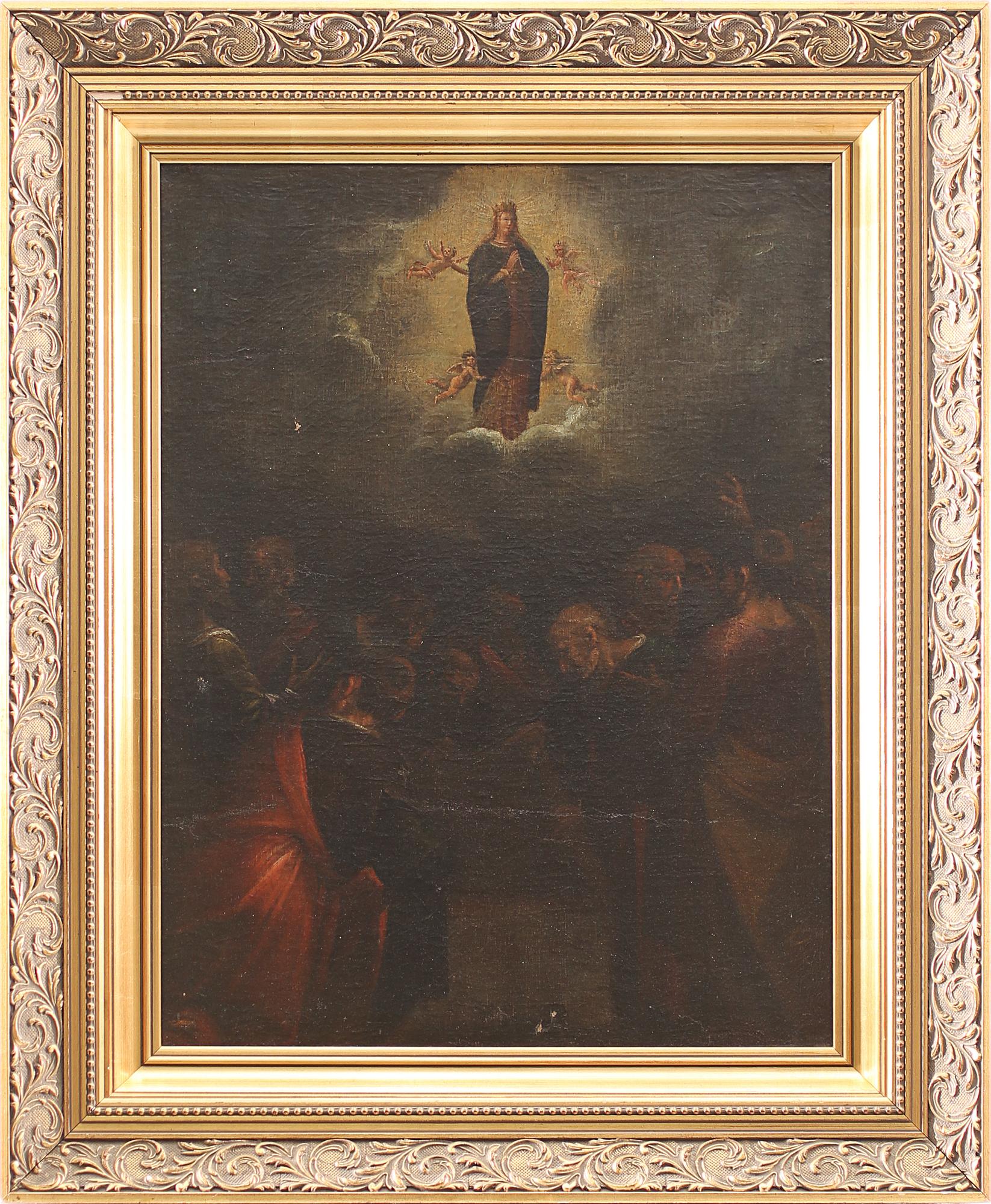 OKÄND KONSTNÄR, olja på dubblerad duk, 1600-tal.