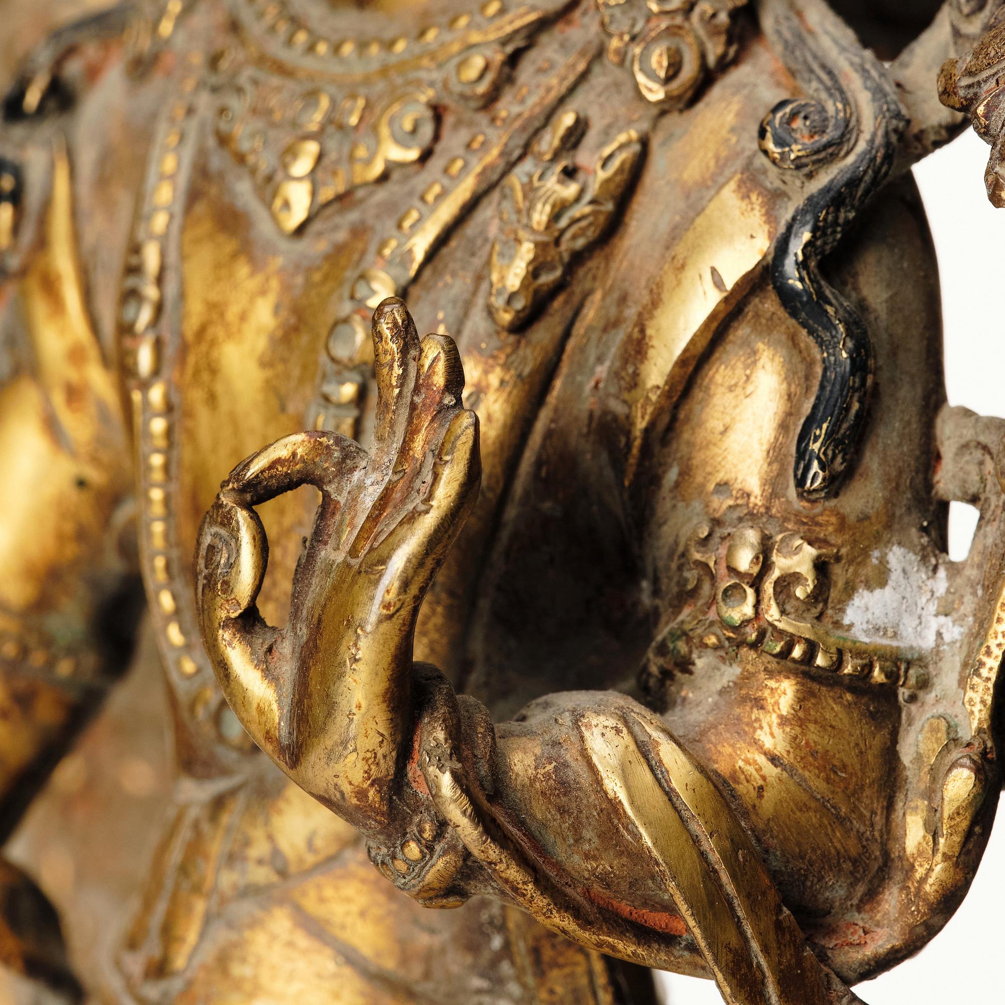 Boddhisatva, Avalokiteshvara, förgylld kopparlegering, Nepal, 1900-tal.