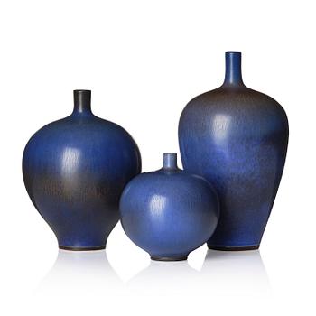 66. Berndt Friberg, vaser, 3 st, stengods, Gustavsbergs Studio 1956-64.