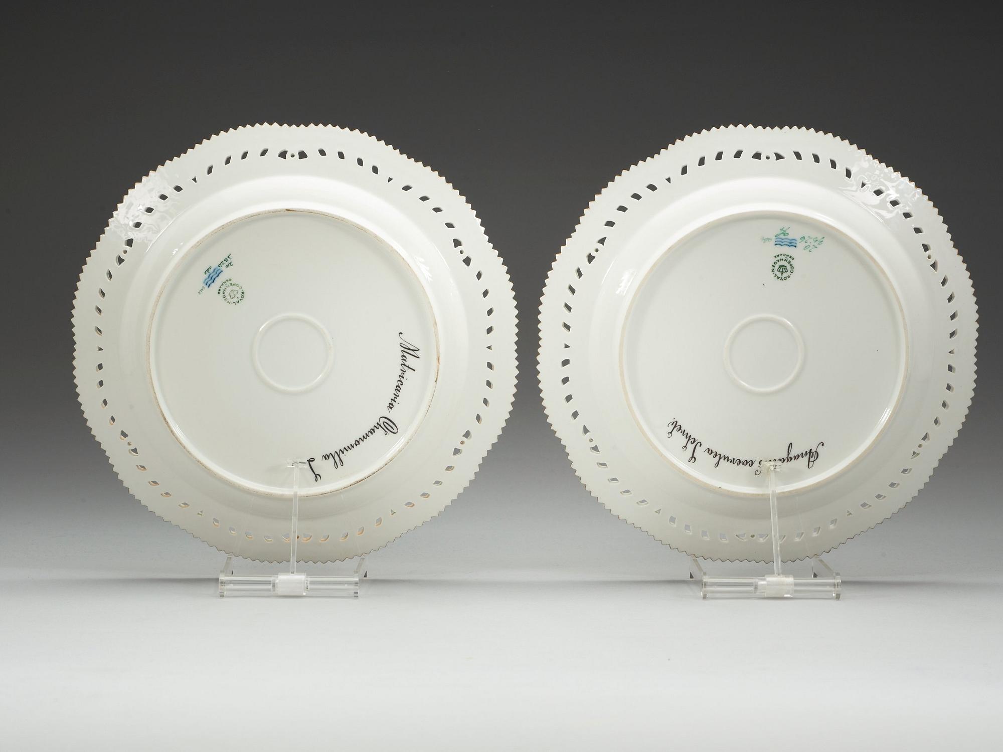 Four Royal Copenhagen 'Flora Danica' dishes, Denmark, 20th Century.