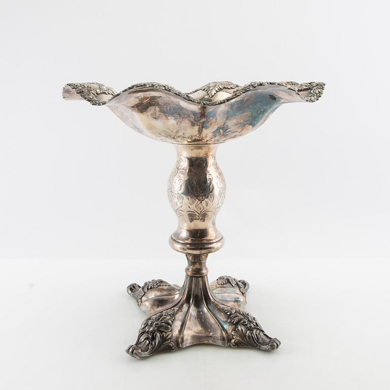 Goblet on foot, Rococo style, first half/mid 20th century, silver plate.