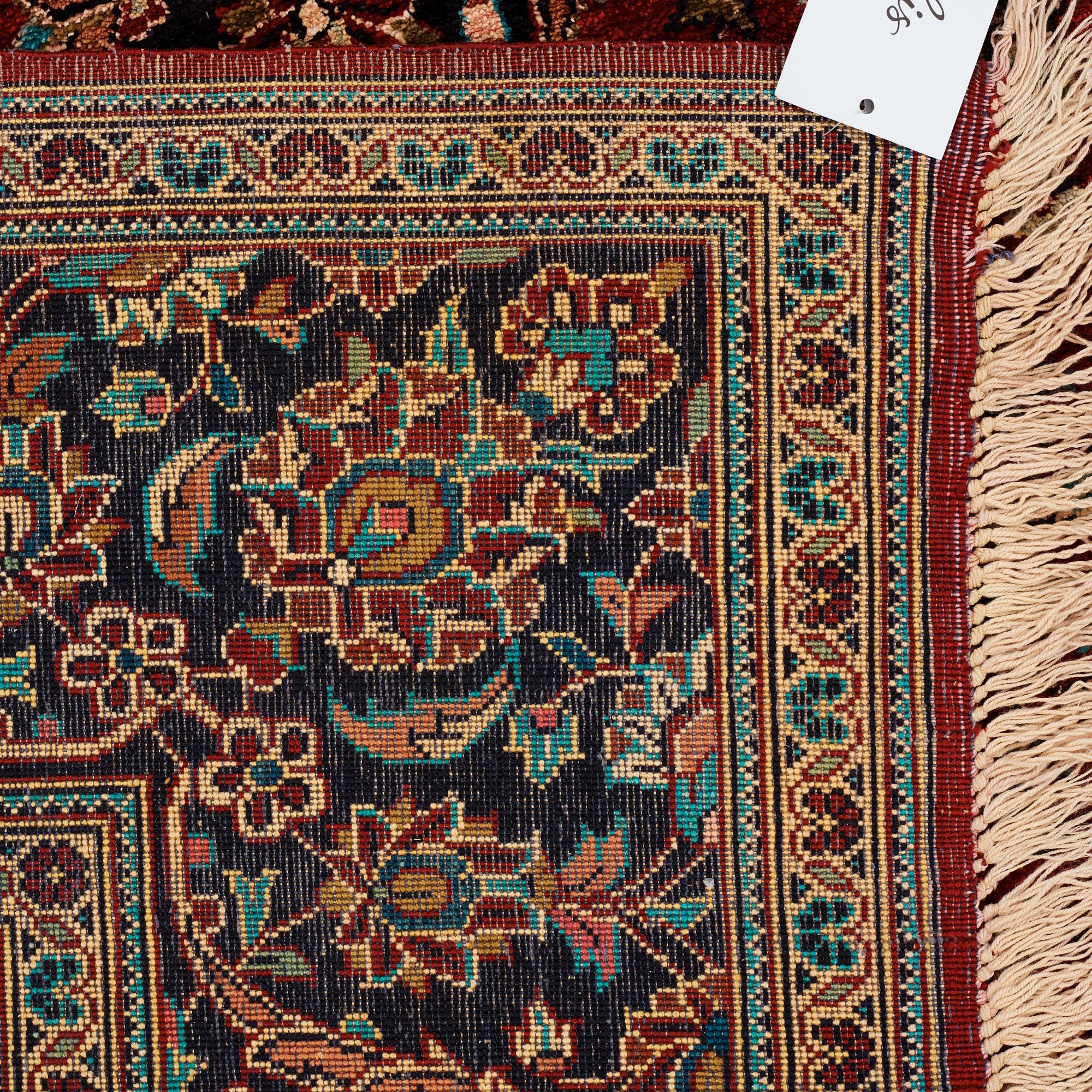 A rug, Old, silk Kashan, ca 224 x 138,5 cm.