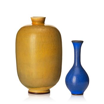 Berndt Friberg, two stoneware vases, Gustavsberg studio, Sweden 1952 and 1975.