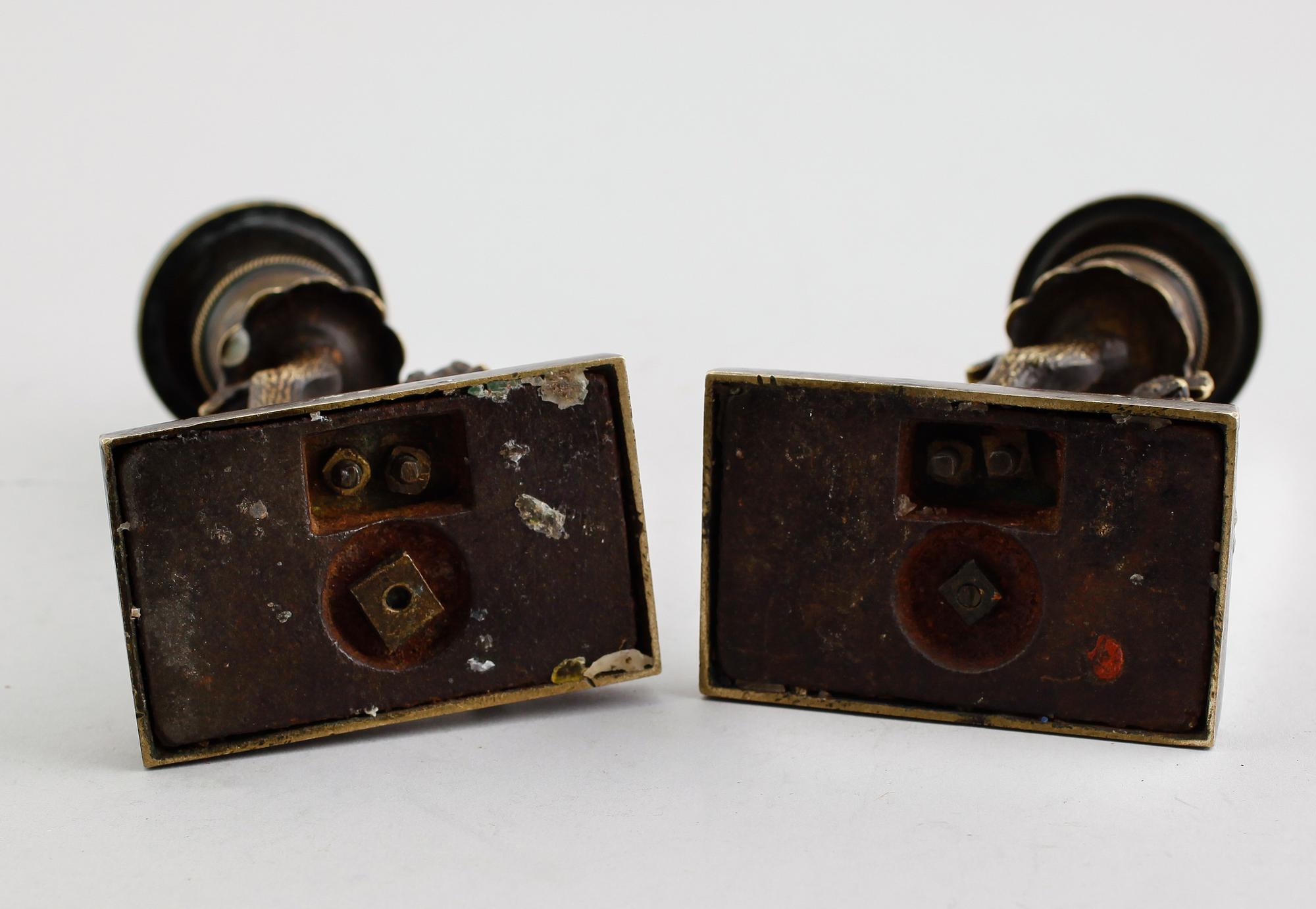 LJUSSTAKAR, 1 par, brons, empire, tidigt 1800-tal.