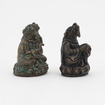 Two sculptures of mythical creatures, Tibet, early 20th Century.