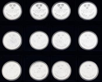 36 medals, silver 925, “Kingdom of Sweden”, in fitted case.