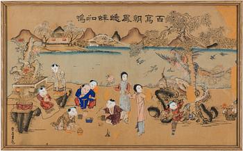 UNKNOWN ARTIST, coloured wood print, east asian.