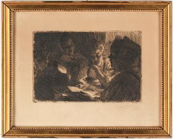 Anders Zorn · ANDERS ZORN, etsning, "Nya visan", utförd 1903, signerad med blyerts.