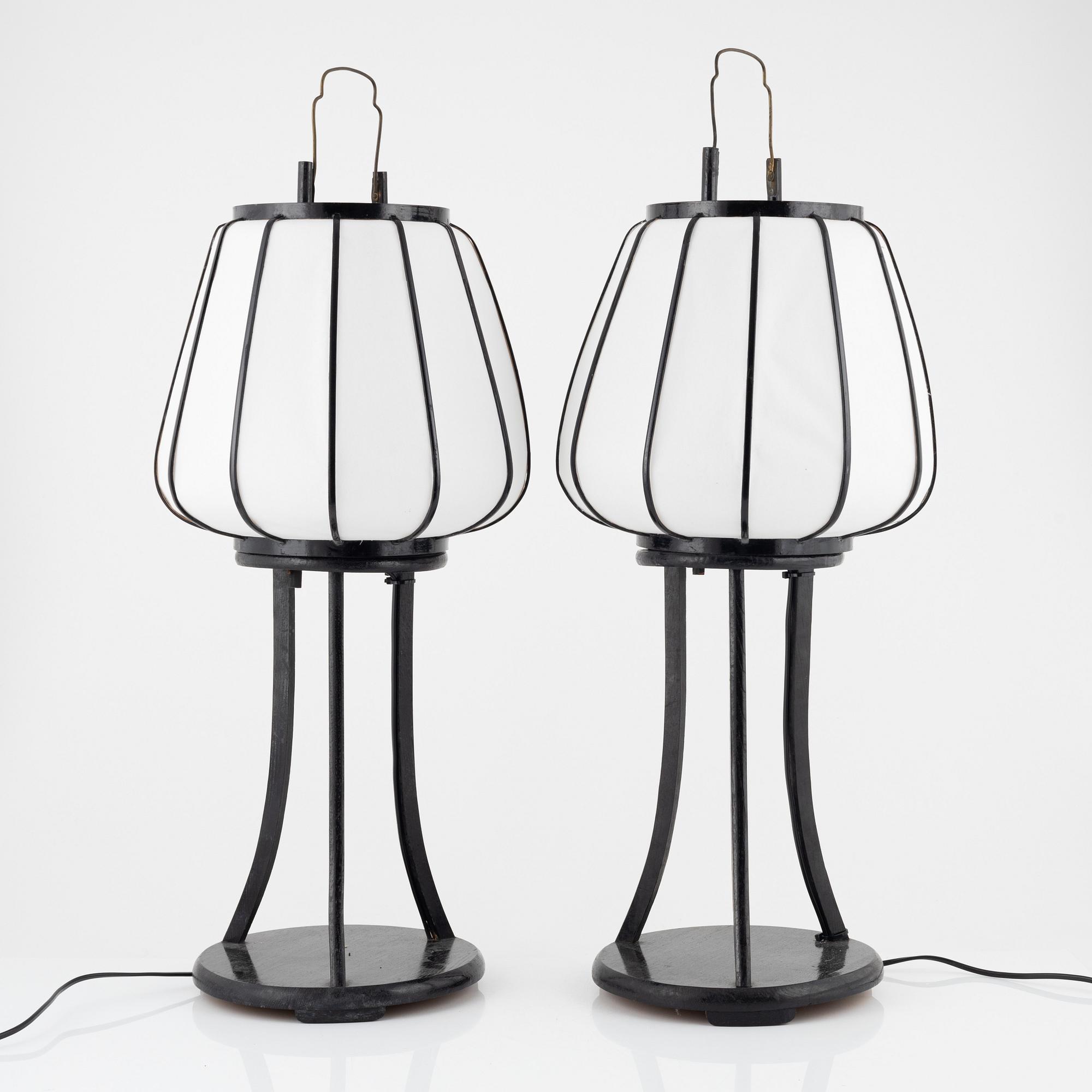 A pair of Japanese  tablelamps / Andon lamps, 20th century.
