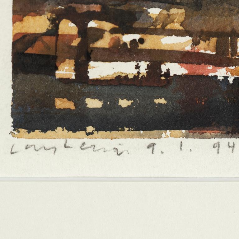 LARS LERIN, watercolor. signed and dated 9/1 -94.