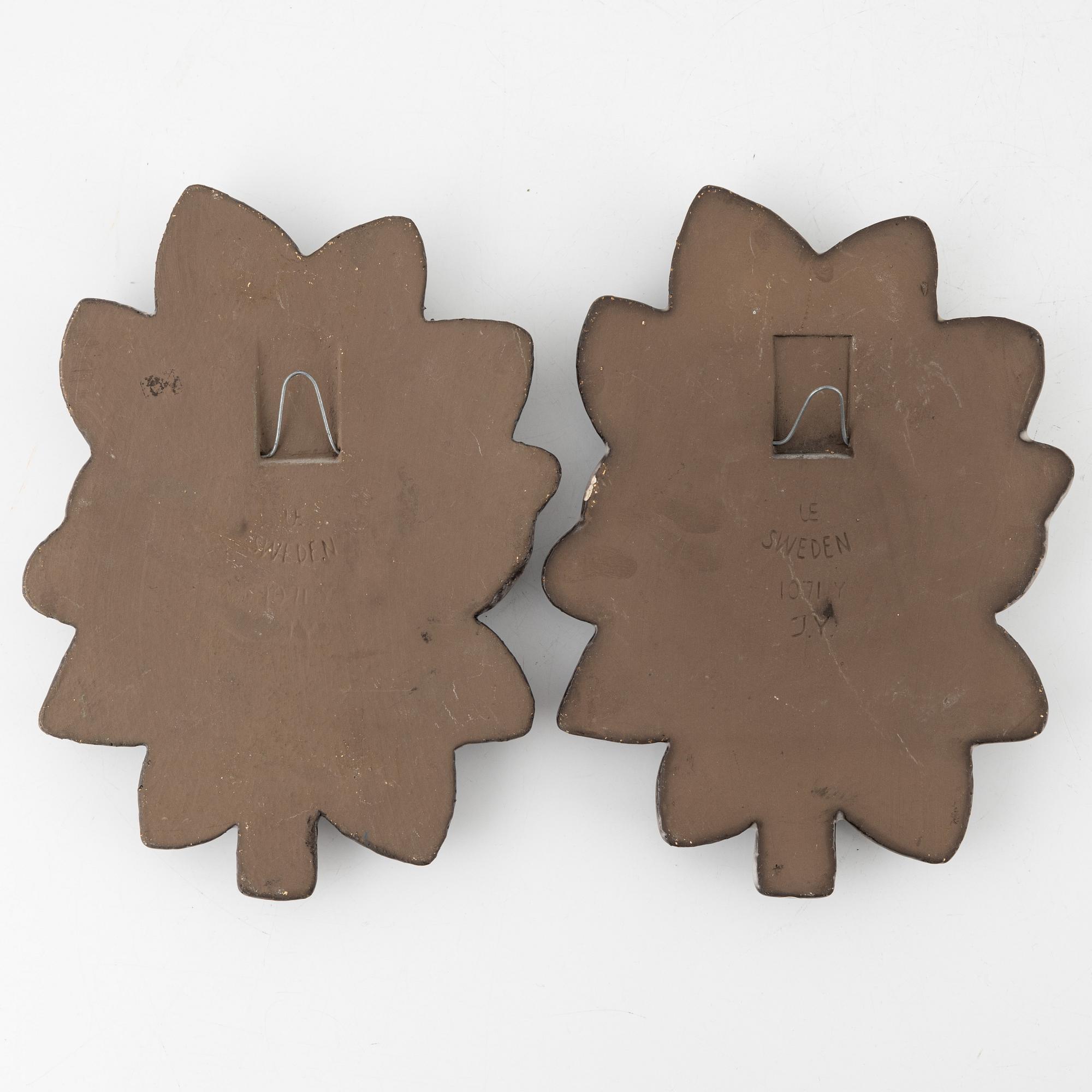 Irma Yourstone, väggreliefer, 4 st, lergods, Upsala-Ekeby, 1900-talets andra hälft.