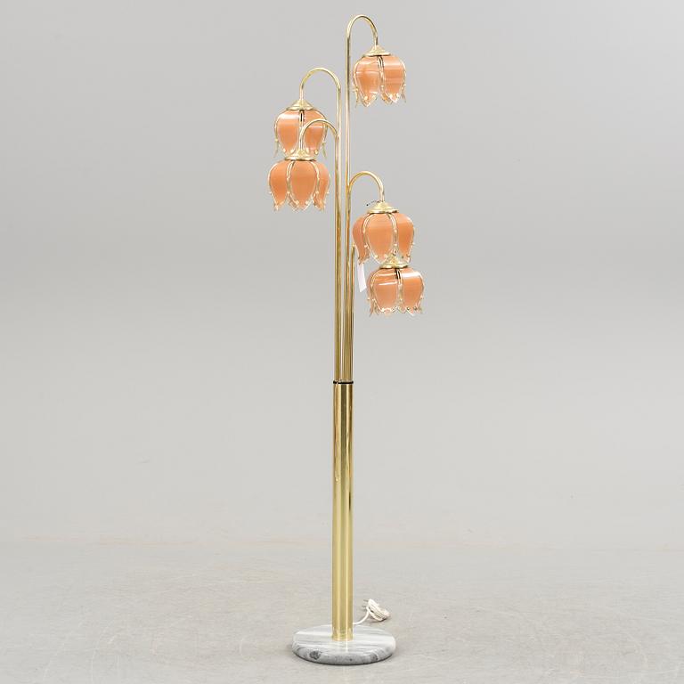 GOLVLAMPA, mässing och marmor, Cottex Sweden, 1970/80-tal.