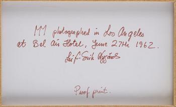 Leif-Erik Nygårds, "Marilyn Monroe photographed in Los Angeles at Bel Air Hotel, June 27th 1962".