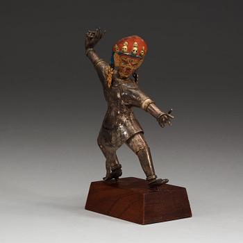 GUDOM, försilvrad metall och förgylld samt bemålad brons. Tibet, 1800-tal.