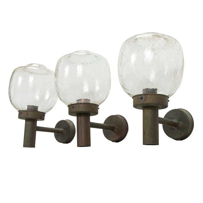 Lisa Johansson-Pape, A set of three 1970s outdoor wall lights '140-015' for Stockmann Orno.