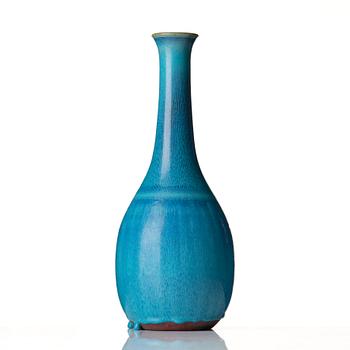 Wilhelm Kåge, a turquoise glazed "Farsta" stoneware vase, Gustavsberg studio, Sweden 1956.