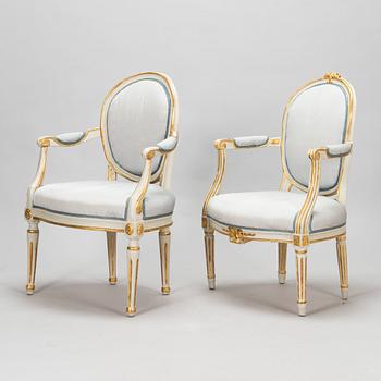 Two armchairs, Louis XVI, probably Denmark, second half of the 18th century.