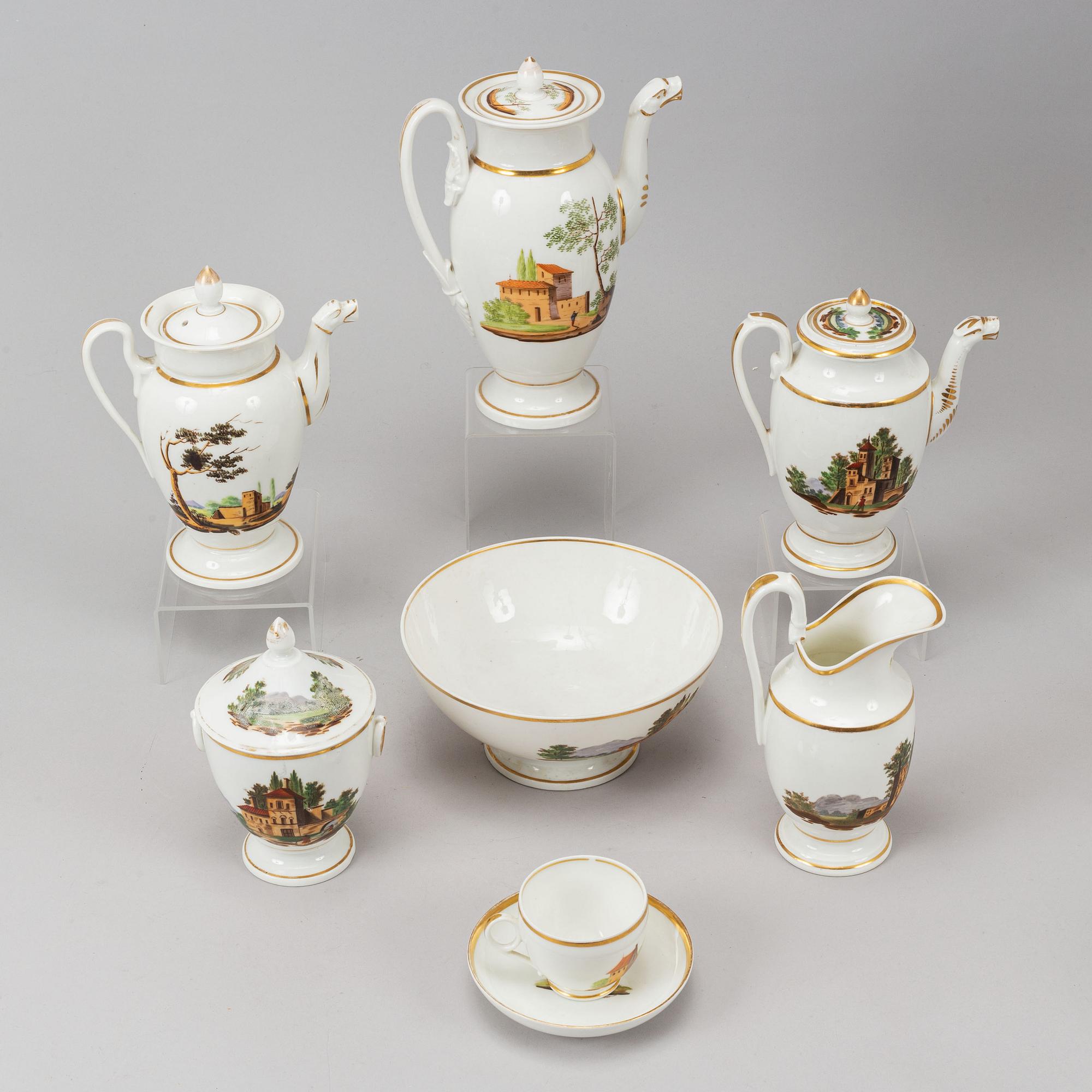 A French part coffee and tea service, empire, early 19th century (18 pieces).