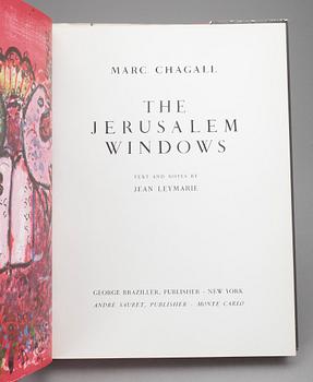 MARC CHAGALL, bok, "The Jerusalem Windows", med två litografier, Utgiven av Andre Sauret, Monaco 1962.