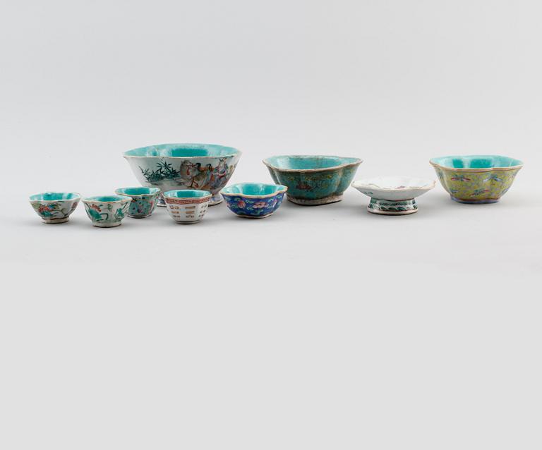 SKÅLAR, 9 st, porslin, Kina, 1800-/1900-tal.