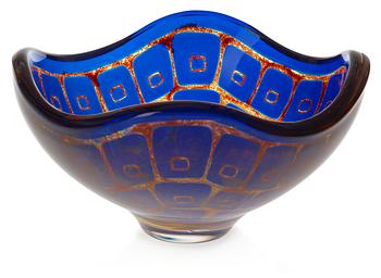 729. A Sven Palmqvist Ravenna glass bowl, Orrefors, 1969.