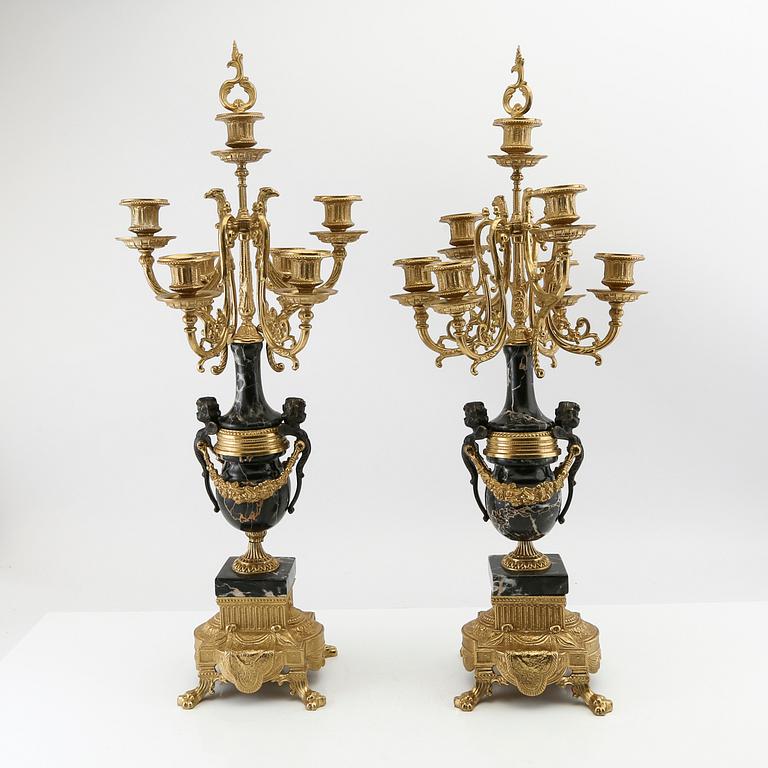 Candelabras, 1 pair, Louis XVI style, second half of the 20th century.