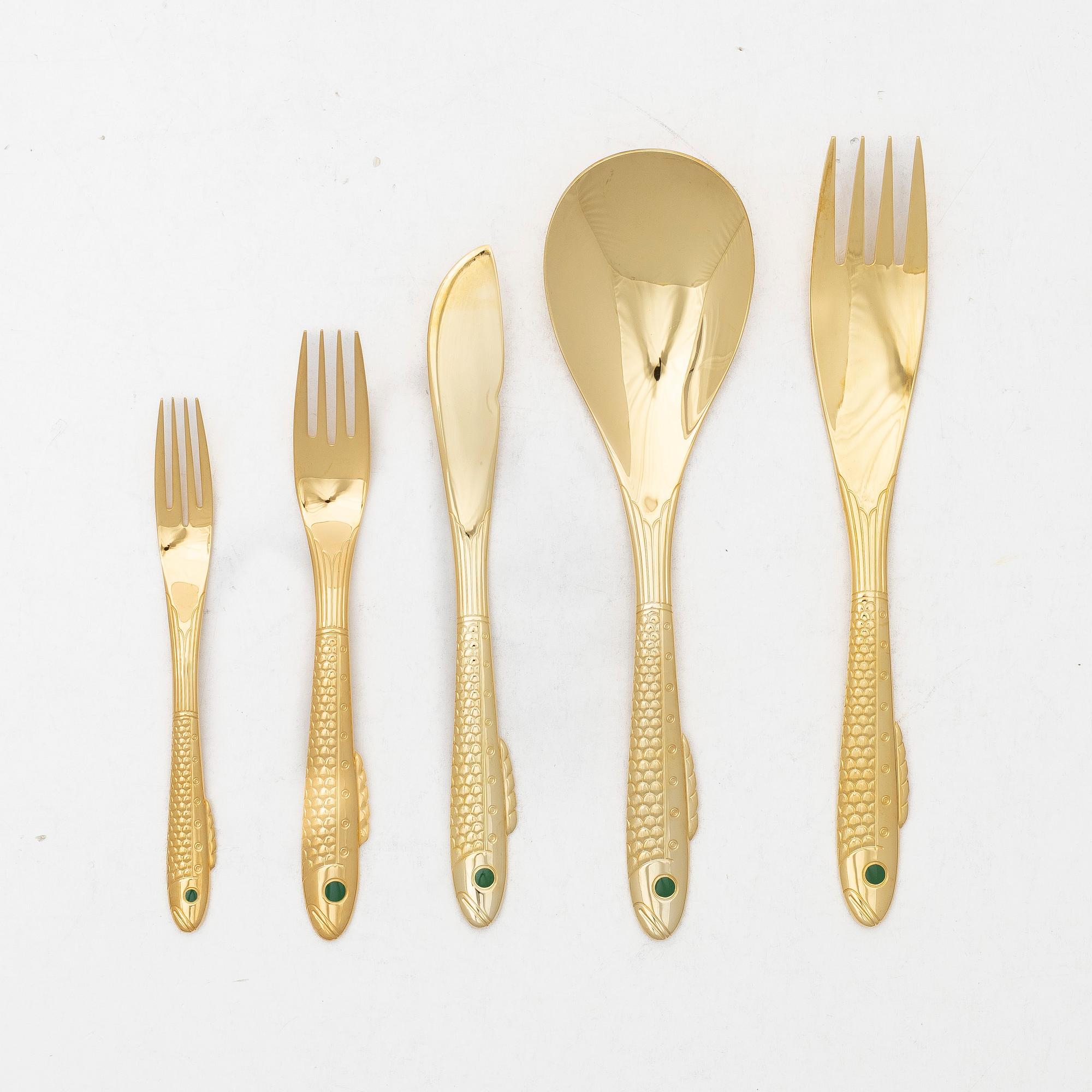 Gunnar Cyrén, fish cutlery, 33 pieces, "Nobel", Gense.
