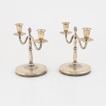 A pair of Swedish silver candlesticks, mark of CG Hallberg, Stockholm 1926.