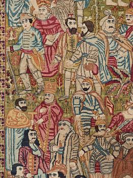 MATTO, an antique Kerman Laver figural, "the Rulers of the World", ca 236,5 x 140,5-143,5 cm.